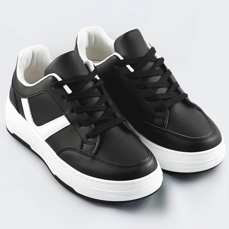 Černo-bílé dámské sportovní šněrovací boty (S070) - Dámské boty tenisky