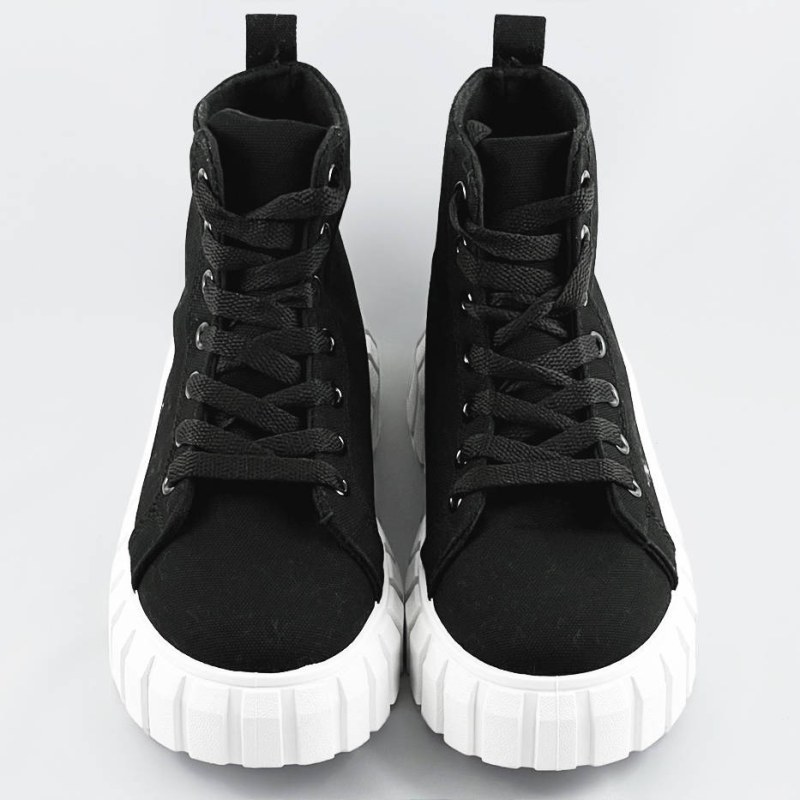 Černé šněrovací boty (XA060) - Dámské boty tenisky
