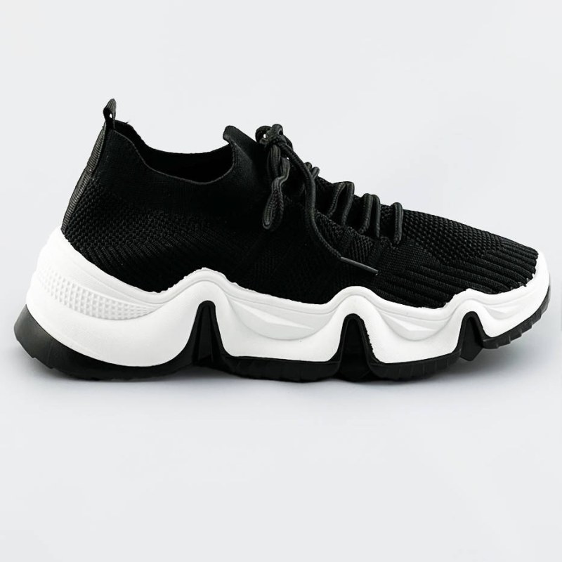 Černé tenisky sneakers s bílou podrážkou (XA055) - Dámské boty tenisky