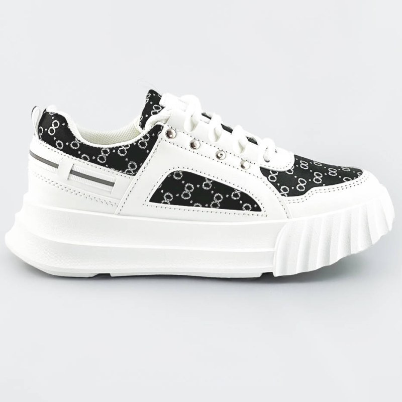 Bílo-černé dámské sportovní boty s ozdobným vzorem (LA811) - Dámské boty tenisky