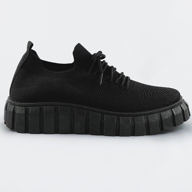 Černé ažurové šněrovací boty (AA37) - Dámské boty tenisky