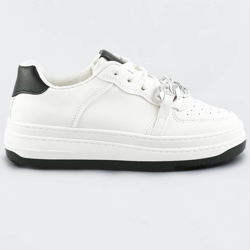 Bílo-černé dámské sportovní boty s řetízkem (B-545)