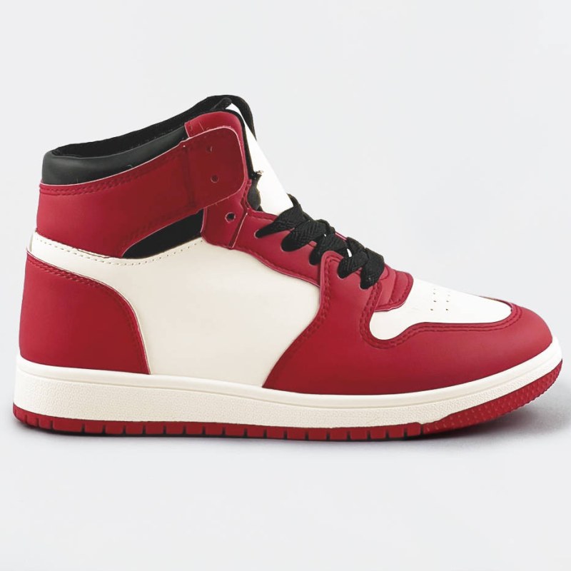 Červeno-bílé dámské tenisky sneakers nad kotníky (XA069) - Dámské boty tenisky