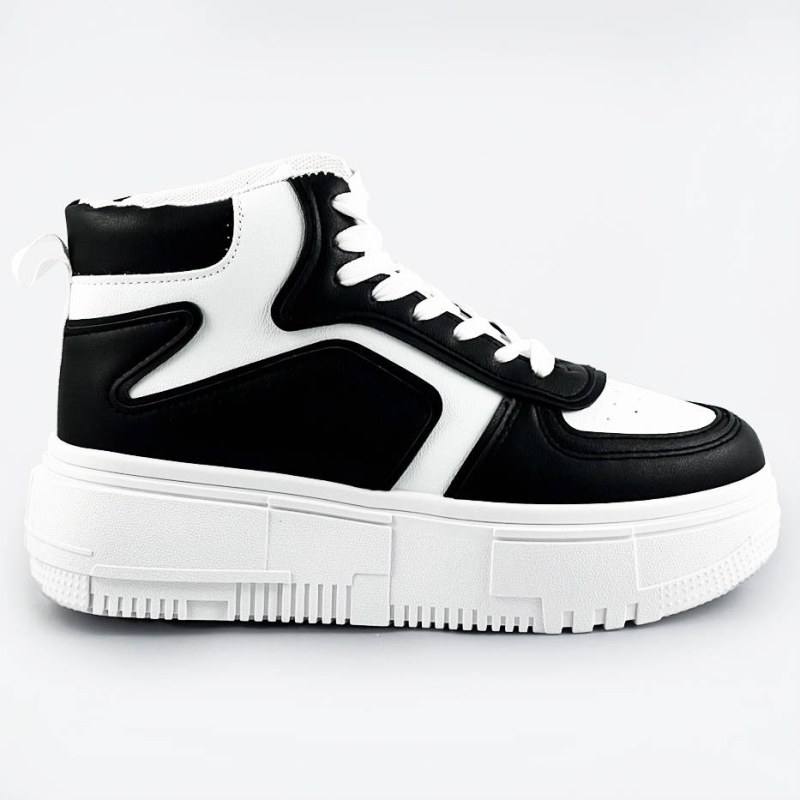 Bílo-černé dámské kotníkové tenisky sneakers (MS-52) - Dámské boty tenisky