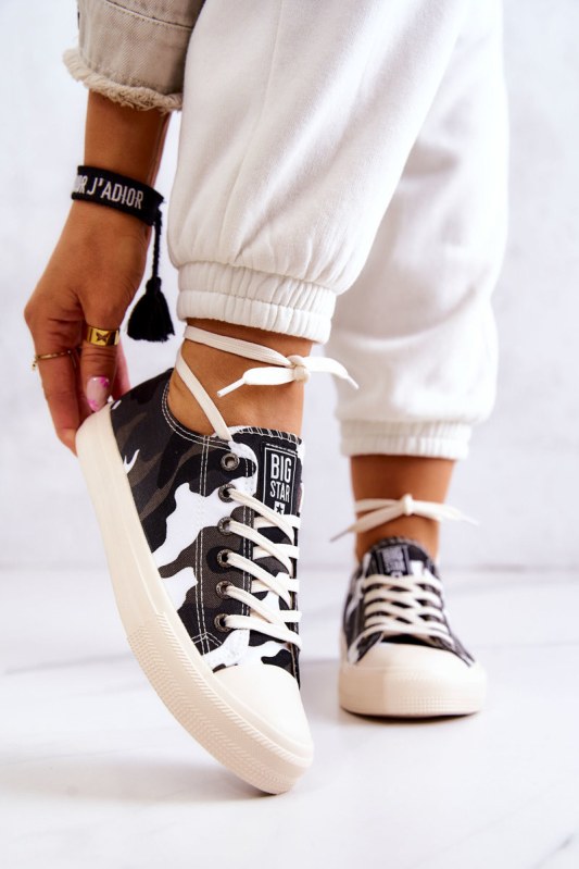 Dámské materiál sneakers camo big star jj274237 Bílo-šedé