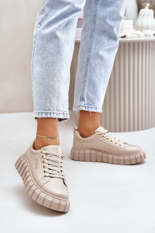 Zateplené dámské sneakersy big star mm274618 béžové