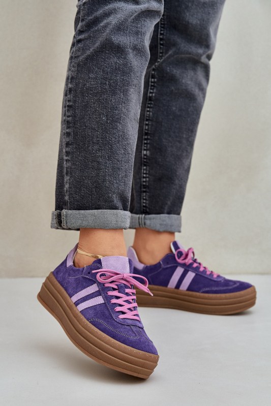Zazoo n1068s4 dámské semišové sneakersy na platformě tmavě fialové