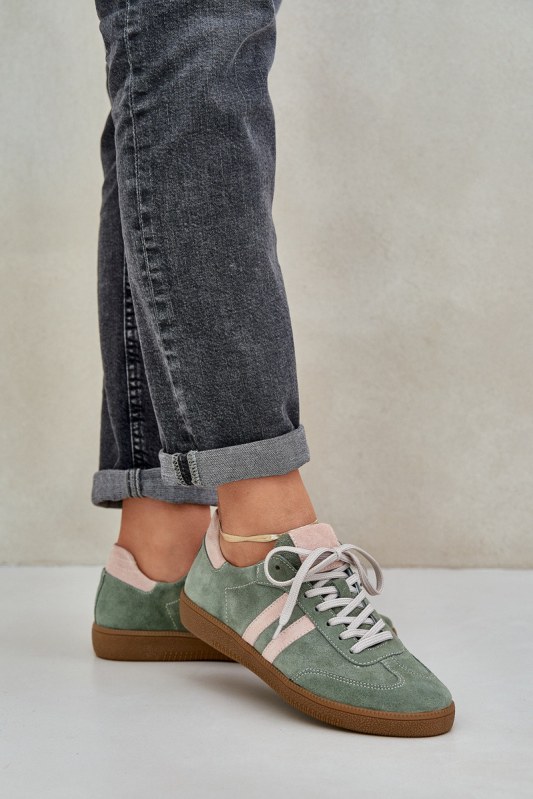 Zelené nízké dámské sneakersy zamšové Zazoo - Dámské boty tenisky