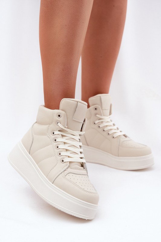 Vysoké dámské sneakers na platformě béžové Tillive