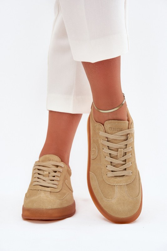 Dámské semišové sneakers big star rr274849 hi-poly system Béžové