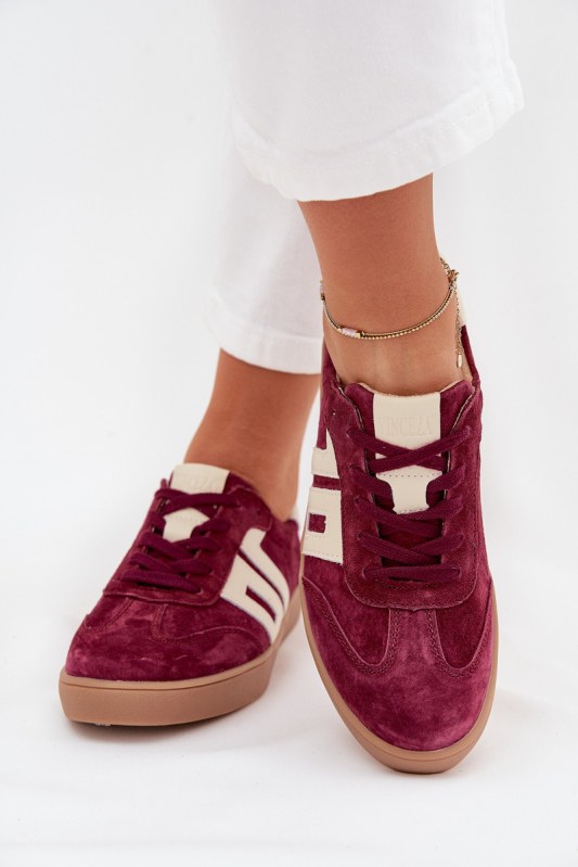 Dámské semišové sneakersy vinceza 79557 bordové - Dámské boty tenisky