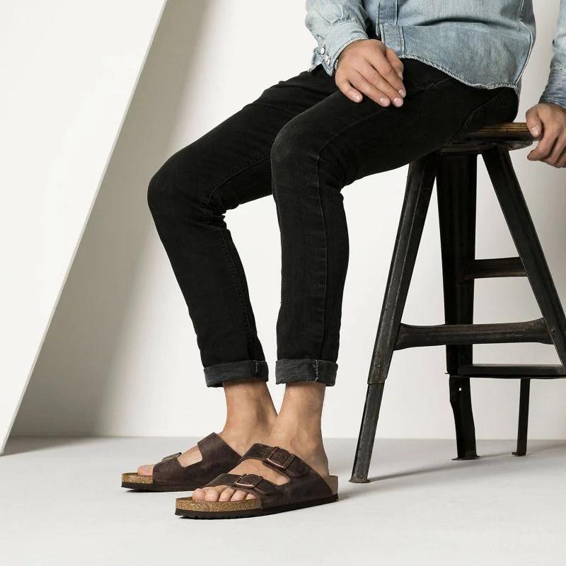 Žabky birkenstock arizona nubuck habana slim (52533) - Dámské boty žabky