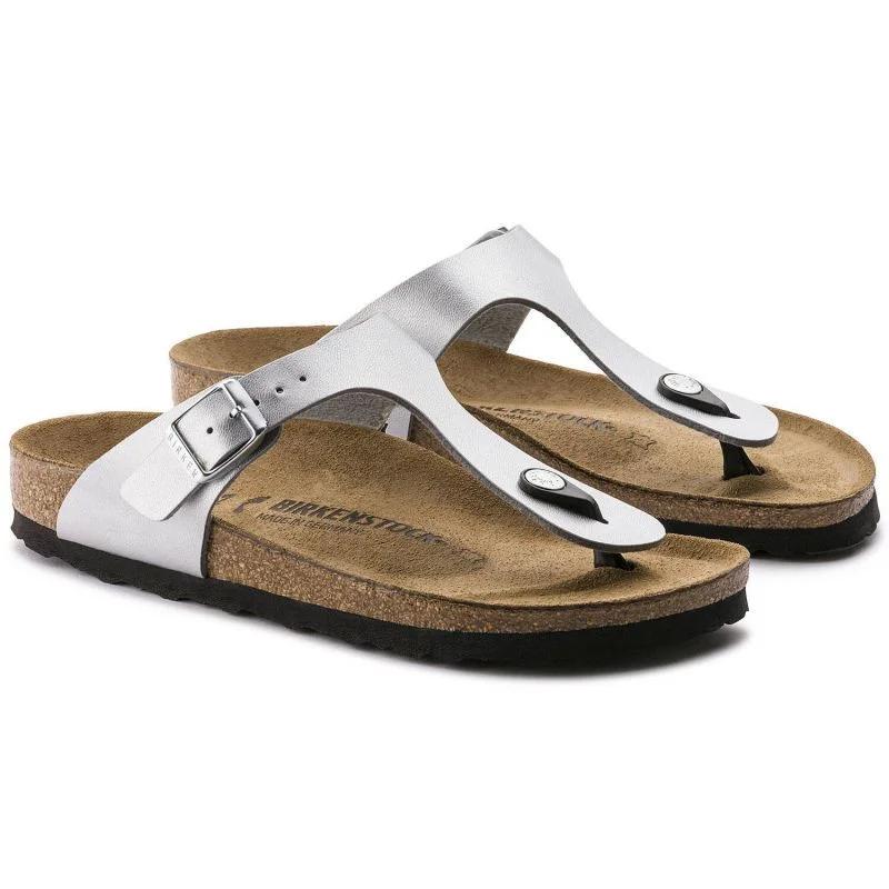 Dámské žabky birkenstock gizeh birko-flor ve stříbrné barvě (0043851) - Dámské boty žabky