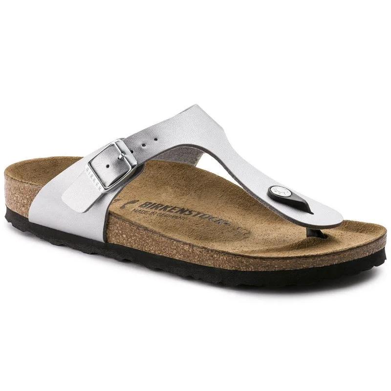 Dámské žabky birkenstock gizeh birko-flor slim silver (0043853) - Dámské boty žabky