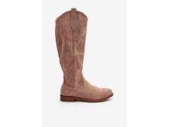 Ažurové kozačky hy66-132 hnědé - step in style 1
