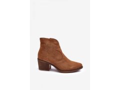 Dámské kotníkové boty na podpatku sn622-29 model 187338 hnědá - da Sbarski 1