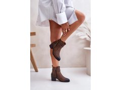 Dámské kotníkové boty na podpatku asa128-37 model 201545 hnědá - Jezzi 1