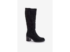 Kozačky na podpatku chc321 černé - step in style 2