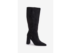 Kozačky na podpatku mvp315 černé - step in style 1