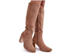 Dámské semišové kozačky na vysokém podpatku kilrenita béžové - Seastar 2