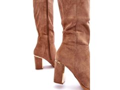 Dámské semišové kozačky na vysokém podpatku kilrenita béžové - Seastar 3