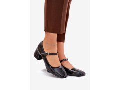 Dámské lodičky na sloupek podpatku 77-554 černá - c.m Paris 1