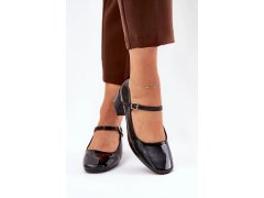 Dámské lodičky na sloupek podpatku 77-554 černá - c.m Paris 2