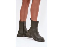 Dámské kotníkové boty na platformě ml245 khaki tmavě zelená - Diamantique 1