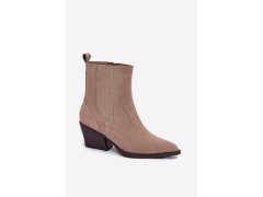 Dámské kotníkové boty na podpatku 6350 béžová - ideal Shoes 4
