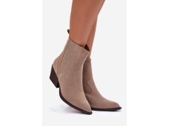 Dámské kotníkové boty na podpatku 6350 béžová - ideal Shoes 5