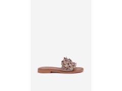 Dámské pantofle na plochém podpatku 40381 taupe - Zazoo 6