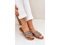 Dámské pantofle na plochém podpatku 40381 taupe - Zazoo 8