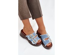 Dámské pantofle na platformě 100-486 jeans modrá s&nbsp;černou - joalice Paris 5