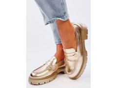 Kožené dámské mokasíny 28359 1736 zlaté - ideal Shoes 1