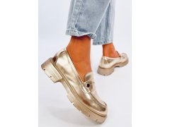Kožené dámské mokasíny 28359 1736 zlaté - ideal Shoes 4