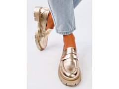 Kožené dámské mokasíny 28359 1736 zlaté - ideal Shoes 5