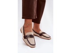 Dámské mokasíny loafersy h8-515 hnědo-bežové - Evelora 6