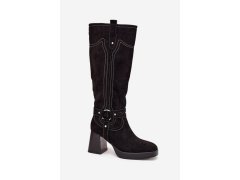 Kozačky na podpatku na zip model 216796 step in style 1