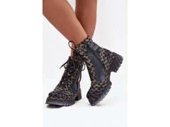 Šněrovací kotníkové boty na platformě model 219247 step in style 2