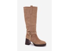 Kozačky na podpatku na zip model 221526 step in style 1