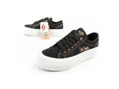 Lee cooper dámská sportovní obuv na platformě černá se zlatými dámskými teniskami 8
