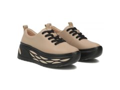 Dámské kožené tenisky na platformě v barvě taupe filippo DP8006 3