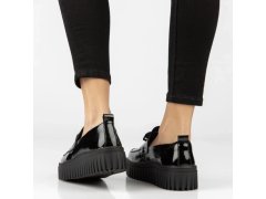 Dámské kožené polobotky – mokasíny na platformě, lakované, černé, filippo DP8269 6