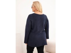 Dámský svetr plus size s lodičkovým výstřihem námořnická modř 2