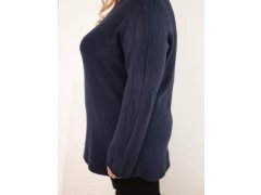 Dámský svetr plus size s lodičkovým výstřihem námořnická modř 3