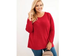 Dámský svetr plus size s&nbsp;lodičkovým výstřihem červený 1