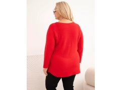 Dámský svetr plus size s&nbsp;lodičkovým výstřihem červený 2