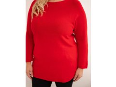 Dámský svetr plus size s&nbsp;lodičkovým výstřihem červený 3