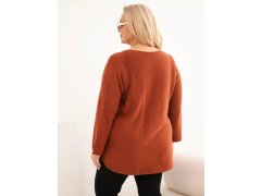Dámský svetr plus size s lodičkovým výstřihem ruda 2