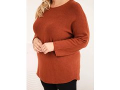 Dámský svetr plus size s lodičkovým výstřihem ruda 3